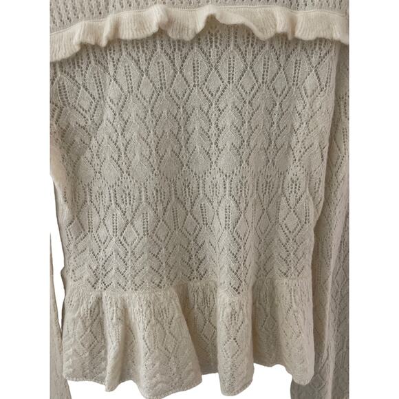 Intermix‎ Cottage Alpaca Blend Delicate Ruffled Sweater in Cream Size Large - Picture 9 of 10